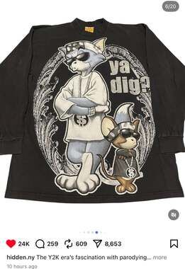 Vintage Y2K Tom & Jerry Rap Tee, 'Ya Dig?' Bootleg Long Sleeve